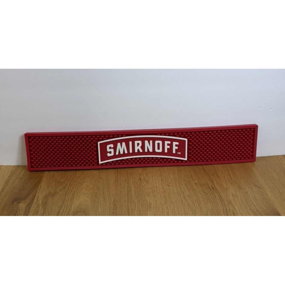 Smirnoff Liquor Beer Red Rubber Bar Mat Cocktails Game Room Man Cave 3.5" x 21"